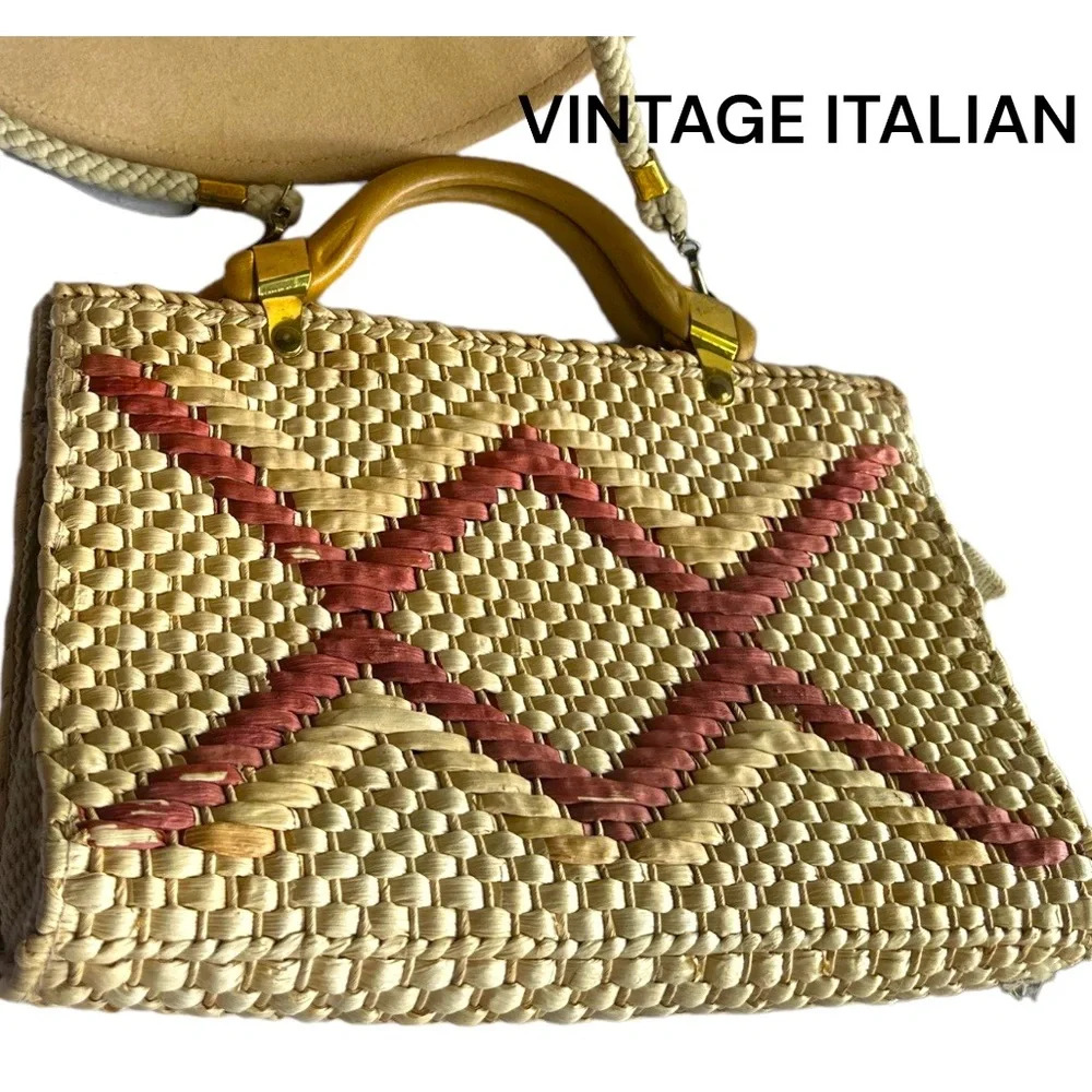 VINTAGE ITALIAN STRAW BAG - Picture 1 of 1